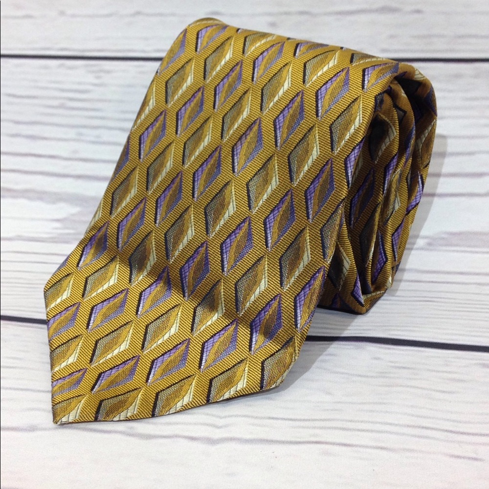Henry Crethel Platinum Silk Necktie Mustard